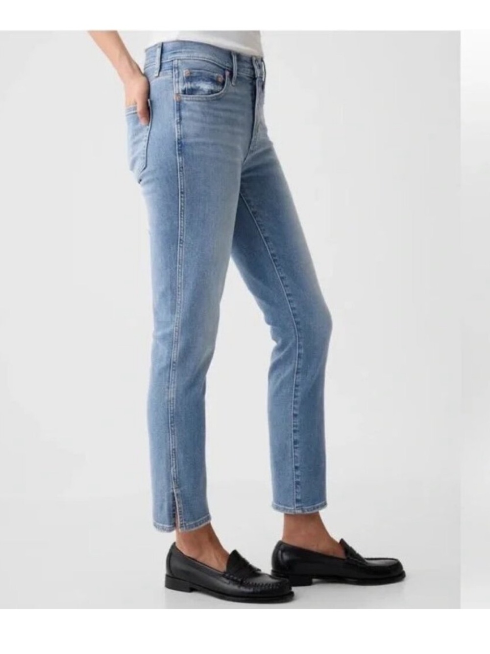 GAP Vintage Slim Jeans Women’s 18 Mid Rise Split Hem Ankle Light Wash Denim - Picture 2 of 14